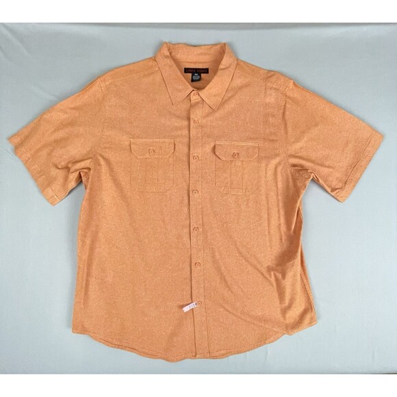 Linea Uomo Linen Short Sleeve Button Down Shirt Men’s 2XL Orange Relax Safari - Picture 13 of 16
